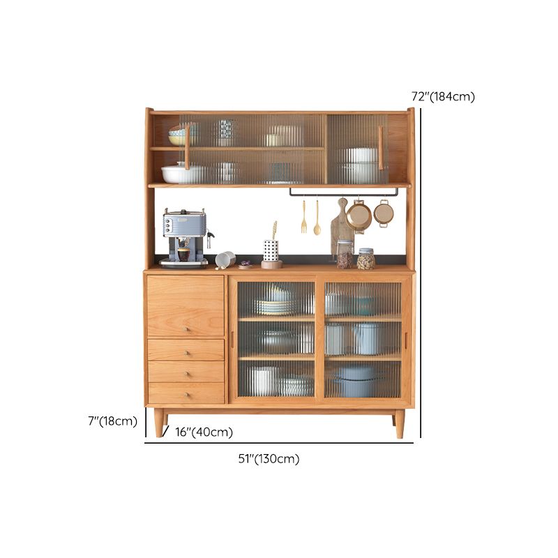 Modern Sideboard Table Solid Wood Dining Buffet with Cabinets and Drawers