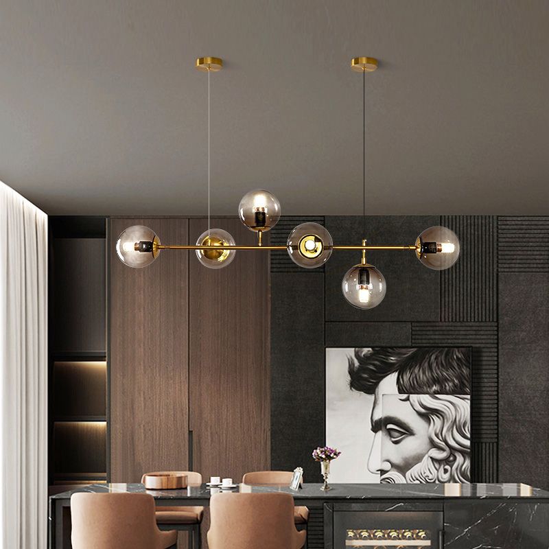 Spherical Shape Island Lights Modern Style Glass 6 Light Pendant Lighting Fixtures