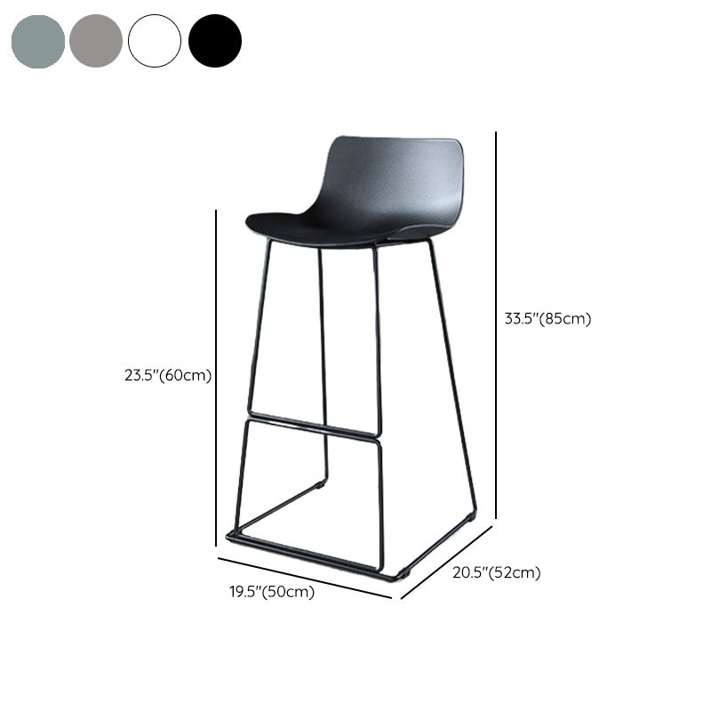 Contemporary Armless Plastic Low Back Bar Stools with Metal Base