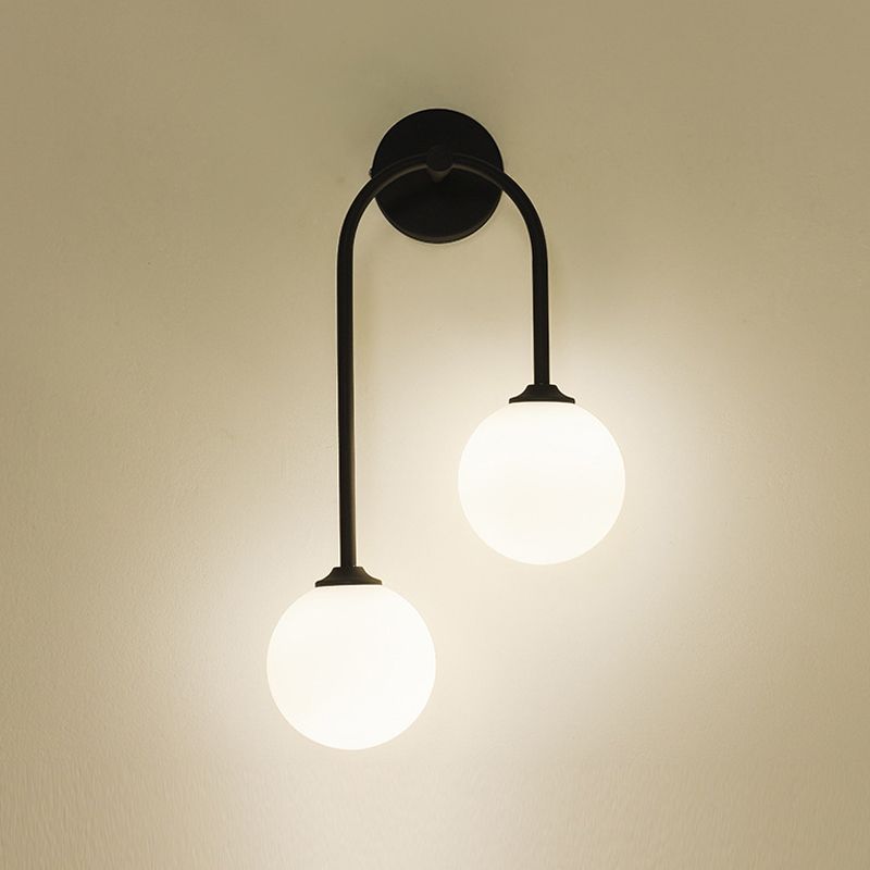 2-Light Golden/Black Contemporary Wall Mounted Sconce Iron Wall Light for Foyer