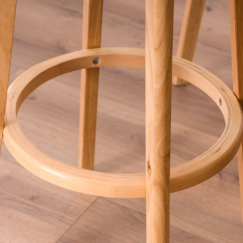 Scandinavian Upholstered Footrest Low Back Stool 27.55'' Beech Bar Stool