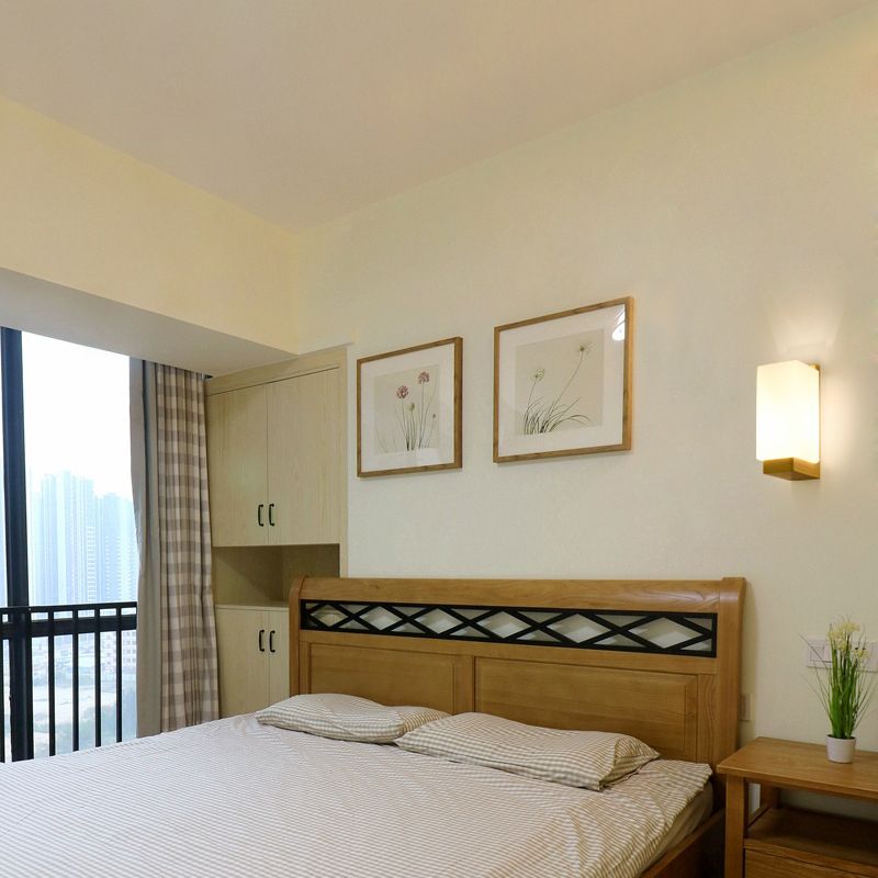 Luz de pared de color de registro de vidrio en la lámpara de pared rectangular de madera de estilo conciso moderno para espacios interiores