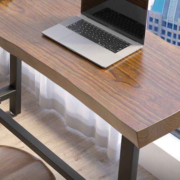 Wood Top Bar Dining Table Traditional Luxury Rectangle Bar Table with Black Trestle Base