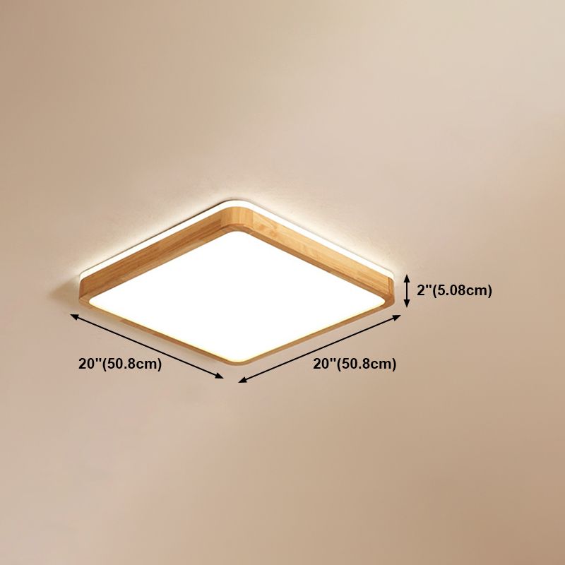 Geometry Shape LED Ceiling Lamp Modern Wood 1 Light Flush Mount for Dining Room Corridor
