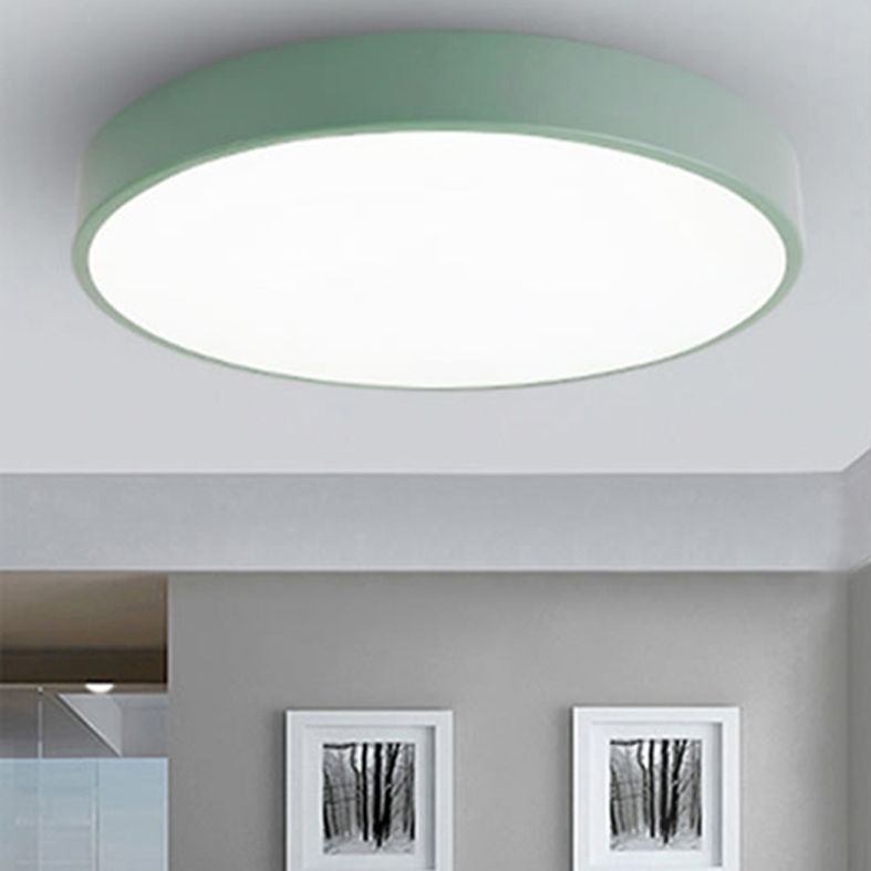 Sala de estar infantil color macarron ronda incrustada lámpara de techo LED de metal