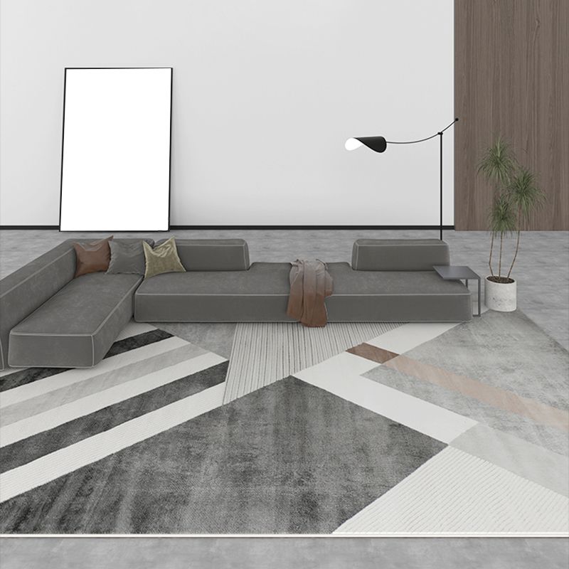 Rug Modern Geometric Pattern Carpet Rectangle Stain Resistant Indoor Rug