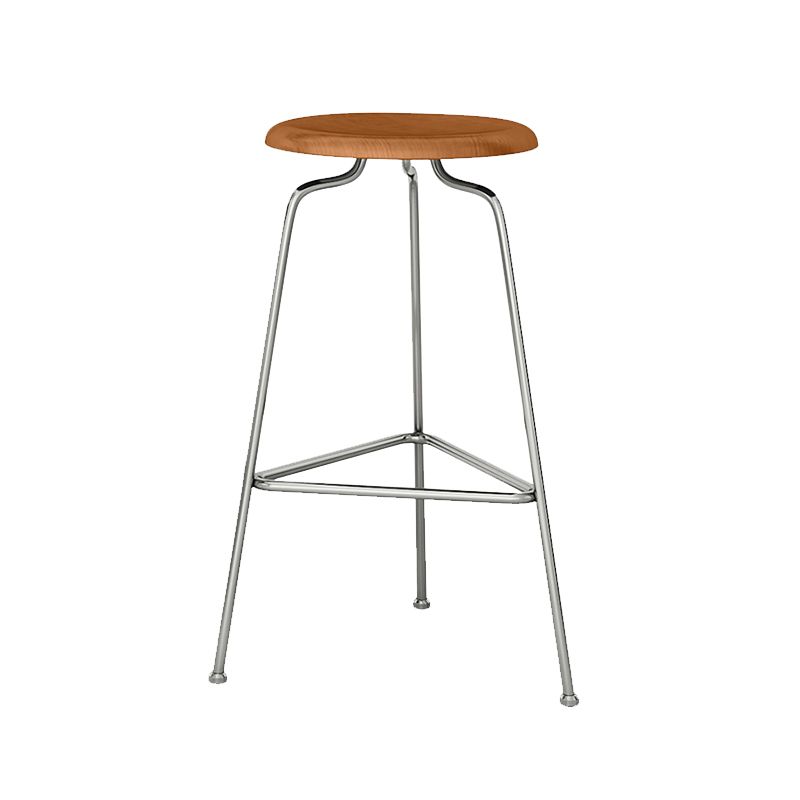 Modern Armless Backless Counter Stool Oak Wood Bar Stool with Pedal for Cafe