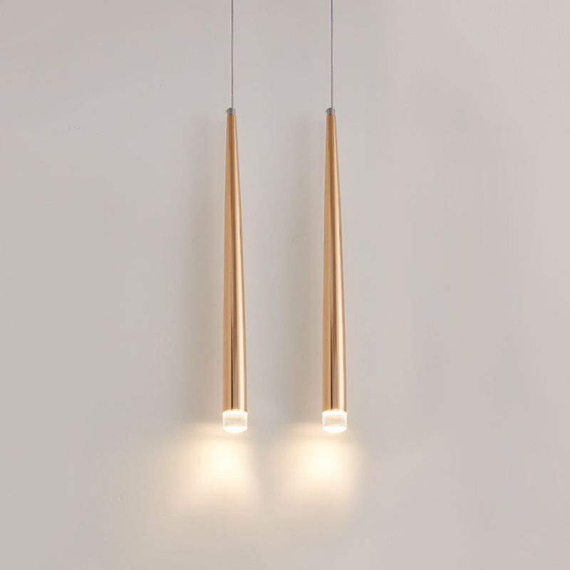 Gold Conical Hanging Light Fixture Simple 1-Light Metal Pendant Lighting for Bar