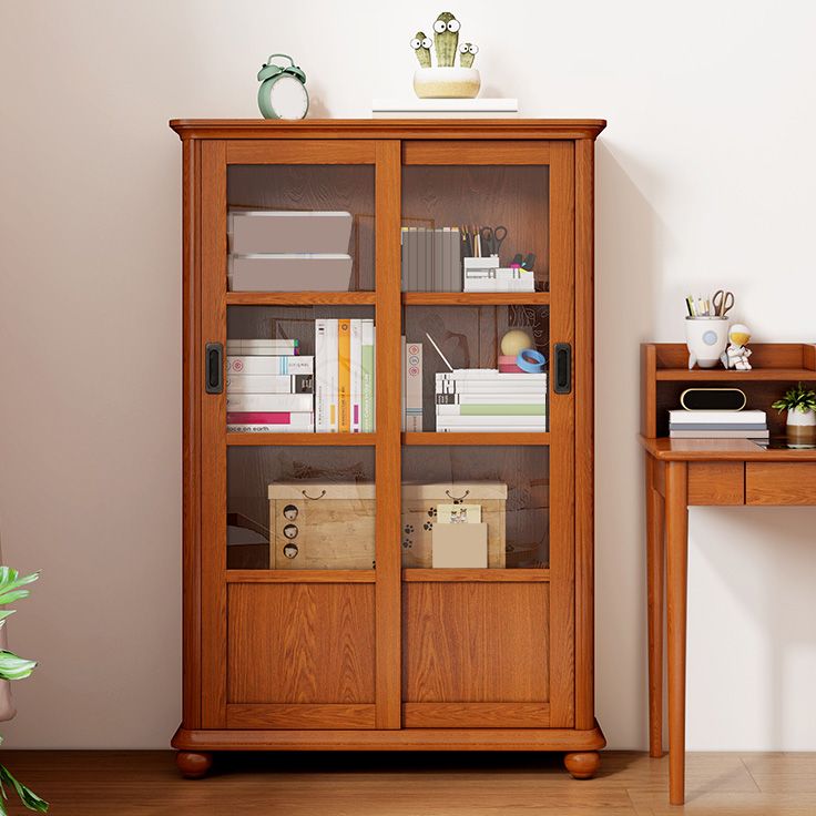 Scandinavian Brown Closed Back Shelf Bookcase Shelves Included for Home Office