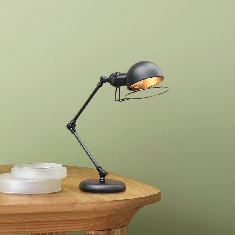 1 Lampenkuppel Task Light Industrial Black Finish Metallic Tischlampe mit Ringdetail und Schwungarm, 6,5 "/8" Breite