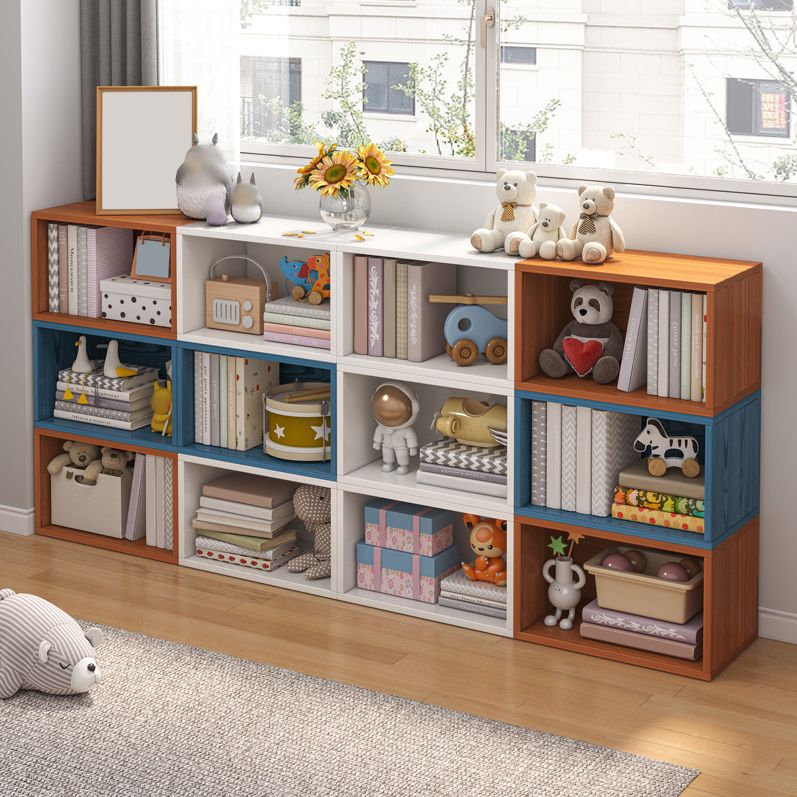 Closed Back Wooden Bookshelf Modern Living Room Horizontal Bookcase
