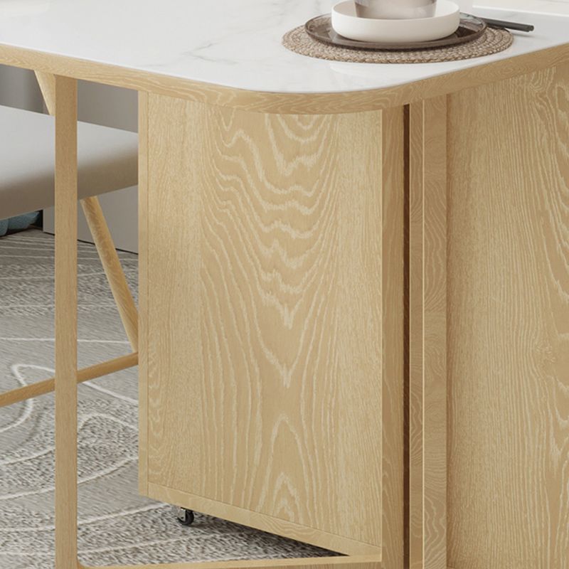 Folding Dining Table Set 1/3/5/7 Pcs Stone Top Dining Table with Upholstered Chairs