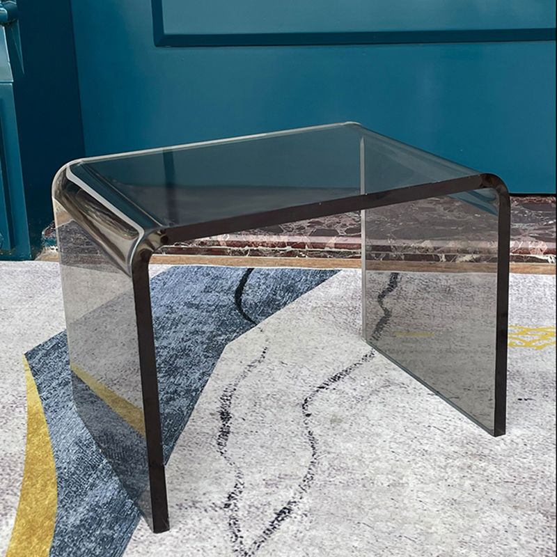 Modern Rectangular Glass Side End Table Sled Side Table for Living Room