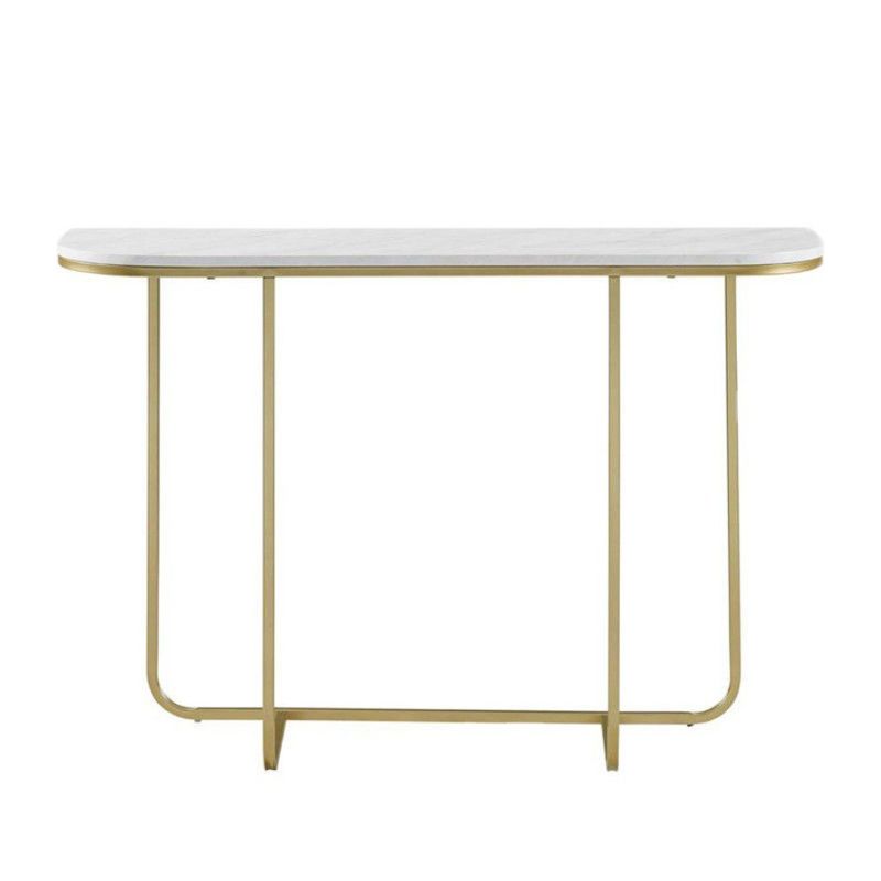 Marble Half Moon Console Table Modern 1-shelf Accent Table for Hall
