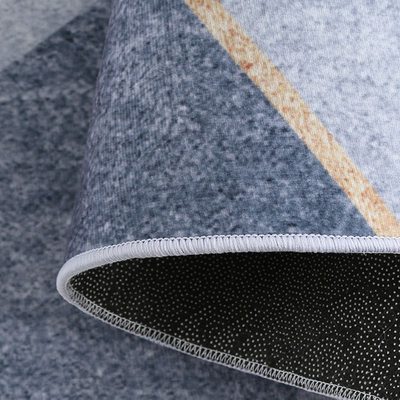Stylish Grey Area Rug Modern Polyester Color Block Area Carpet Anti-Slip Rug for Living Room