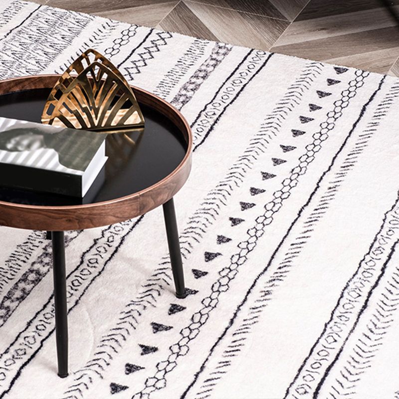 Tapis bohème gris-blanc en détresse Polyester Polyester Saples sans glissement Risqueur de la zone de la coloration Anti-slip Tapis pour la chambre à coucher pour chambre à coucher