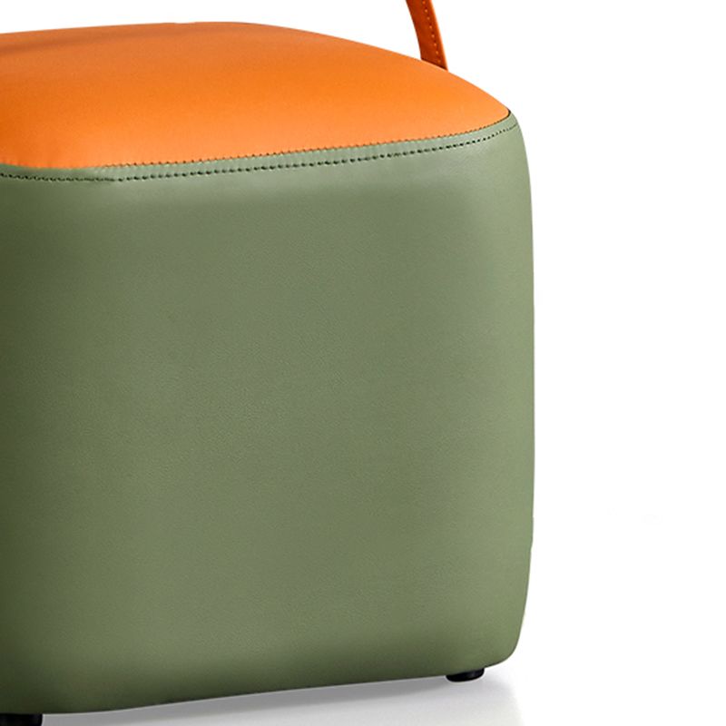 Creative Round Footstool Ottoman Patchwork Color Block Leather Ottoman