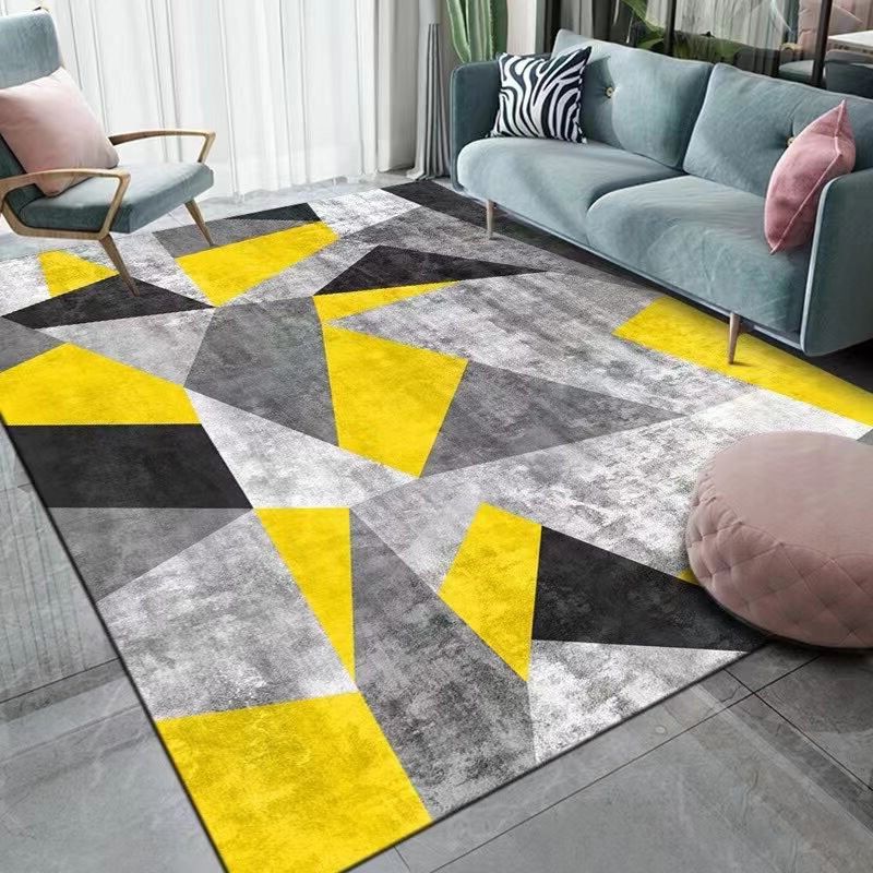 Creative Geometry Print Area Rug Polyester Indoor Carpet Pet Friendly Rug for Home Decoration