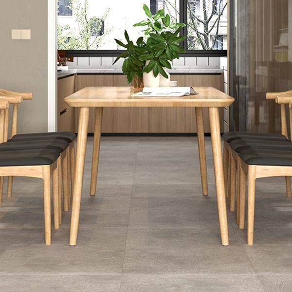 Mesa de comedor contemporánea rectangular de 4 patas, mesa fija de madera maciza, Color madera