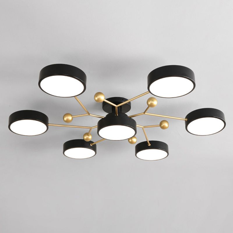 Molecular LED Semiflush Monte Light Macaron Style Metallo Living Camera Soffitto Luce