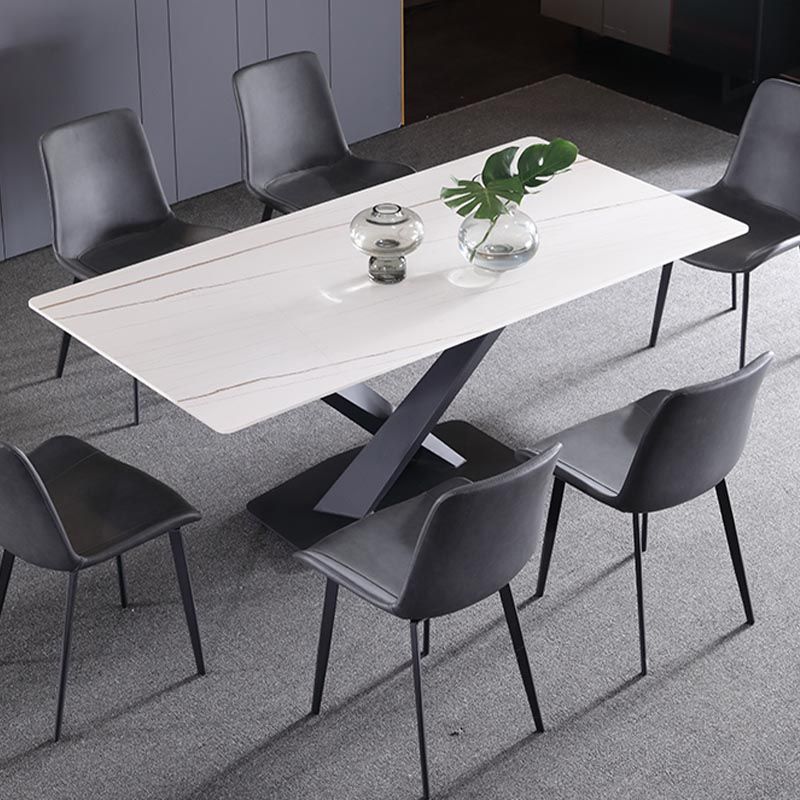 Simple Stone Top Dinette Table Metal Base Dining Table for Living Room