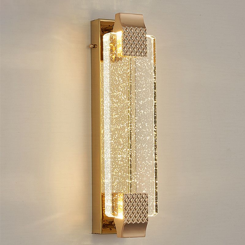Golden Single Contemporary Bathroom Vanity Light Crystal LED Bath Bar