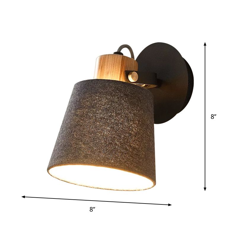1 Kopfholzwandbeleuchtung Modernismus Schwarz Wandmontierte Lampe mit Fassstoffschatten