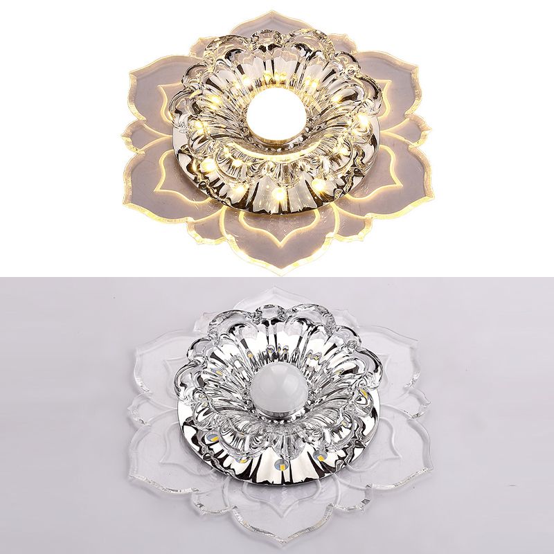 Luz de techo empotrada de acrílico, luz de techo empotrada de cristal moderna en transparente con orificio de 2-3,5" de diámetro