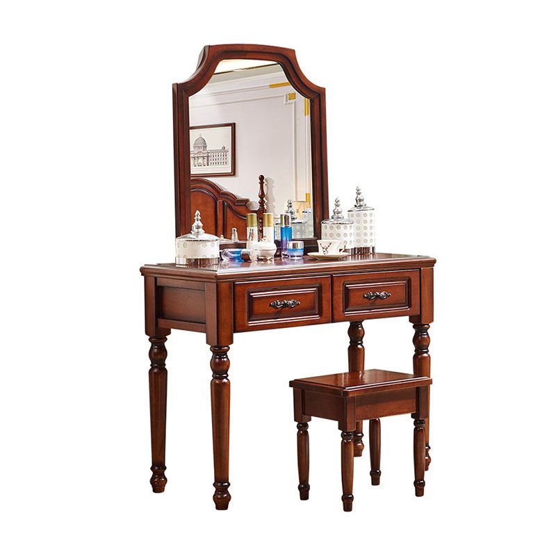 Bedroom Victorian Double Drawers Solid Wood Standing Make-up Vanity