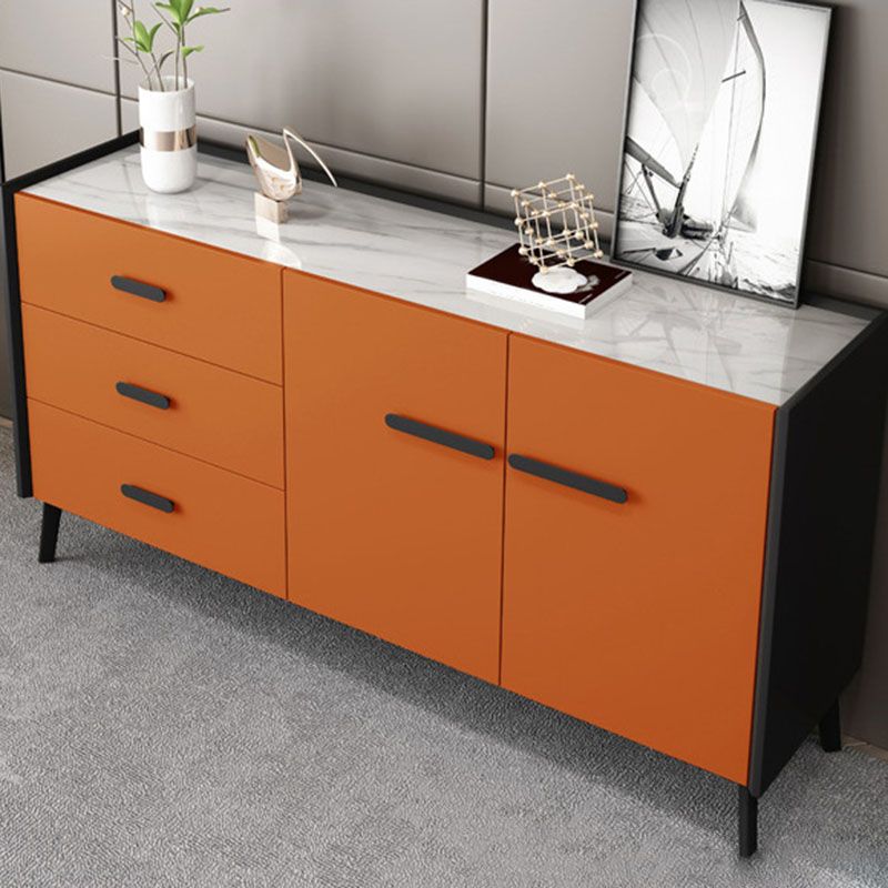Contemporary Stone Chest Bedroom Horizontal Storage Chest with Drawers