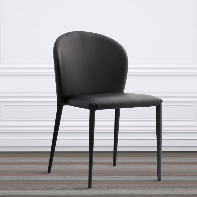 Minimalistische stijl armloze vaste achterzijde stoelen lederen eetkamerstoelen voor thuis