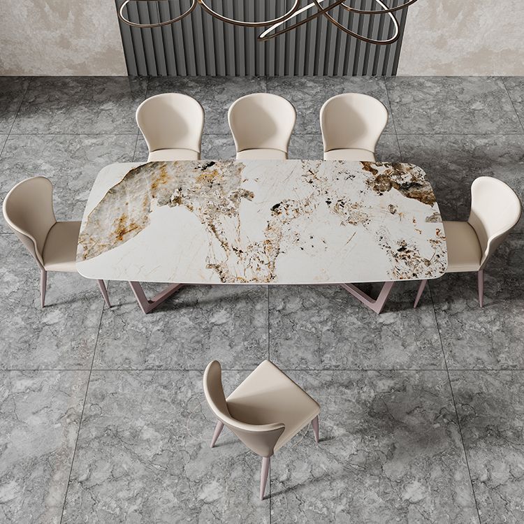 Nordic Glam Rectangle Sintered Stone Dining Table Set 1/4/6/7/8 Pieces Dining Set