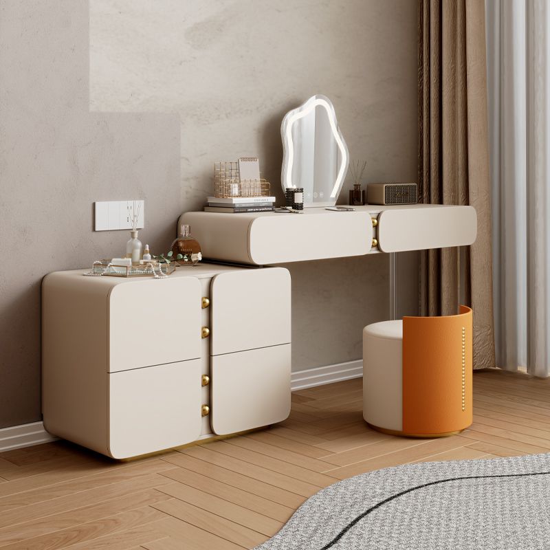 13.77" Wide Make-up Vanity White Makeup Vanity Desk Table with 2/6 Drawers