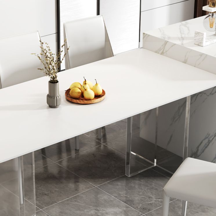 Modern Style Sintered Stone Dining Table Set White 1/4/6/7/8 Pieces Dining Set
