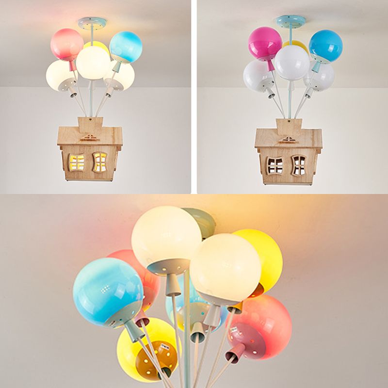 Kleurrijke metalen plafondlamp creatieve ballon moderne semi-inbouwlamp voor kinderkamer