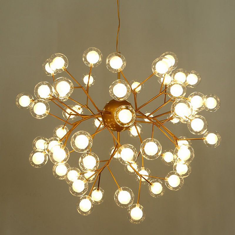 Postmoderne vuurvlieg hanglampverlichting Clear Ball Glass Restaurant Hangende kroonluchter