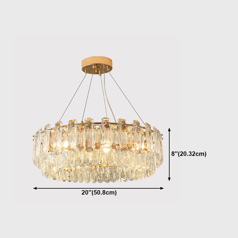 Round Shade Chandelier Lighting Modern Style Crystal Pendant Light for Dining Room