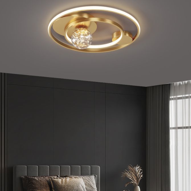 Contemporary 1-Light LED Flush Ceiling Light Metal Circle Ceiling Light Fixture for Bedroom