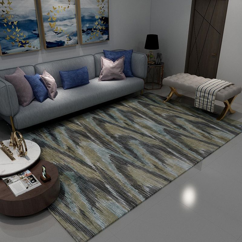 Nordic Modern Rug in Brown and Black Abstract Stripe Pattern Rug Polyester Stain-Resistant Carpet for Home Decoration