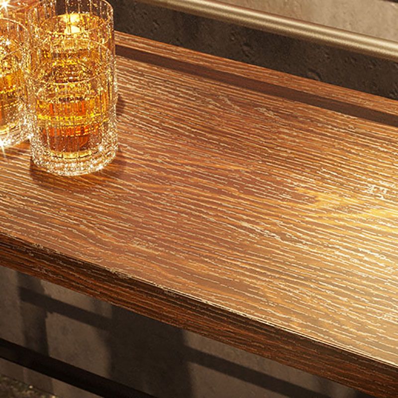 Mesa de barra de hierro negro industrial Rectángulo de madera marrón Top 41.3 "H Mesa Bistro