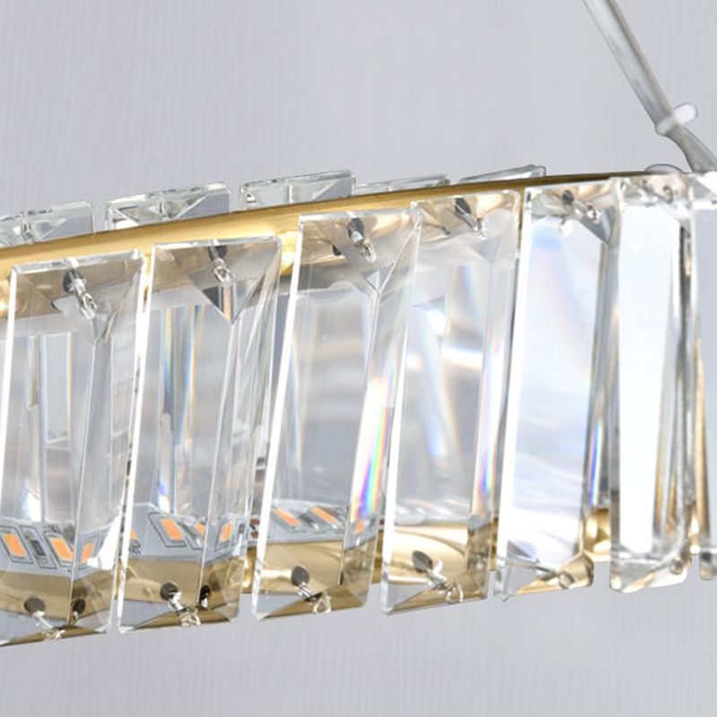 Modern Simple LED Hanging Pendant Light Crystal Circular Chandelier for Living Room