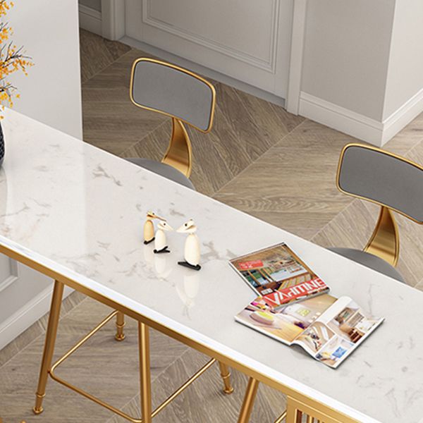 Glam Style Stone Bar Table Double pedestal Bar Dining Table for Living Room