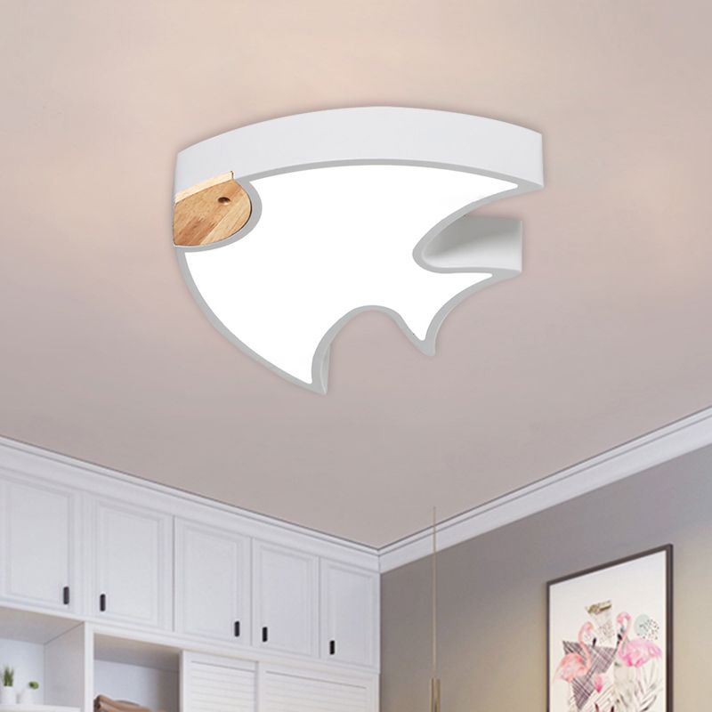 Fish-Shape Flush Lighting Nordic Acrylic White/Grey/Pink LED Flush Mounted Lamp Fixture for Bedroom