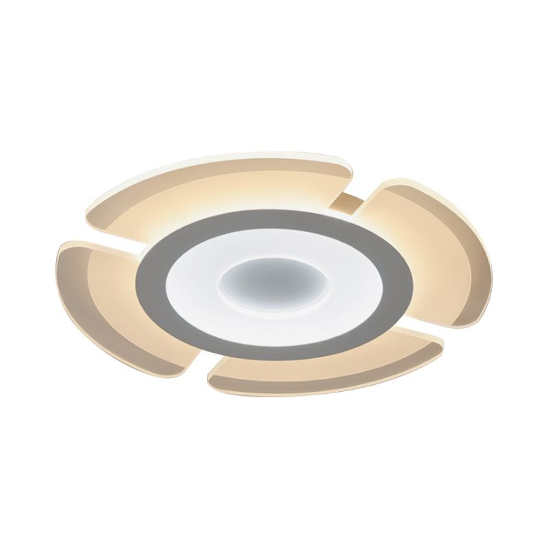 Minimalistic Floweret Flush Ceiling Light Acrylic Bedroom Ultrathin LED Flushmount Lighting in White, 8"/16.5"/31" Wide
