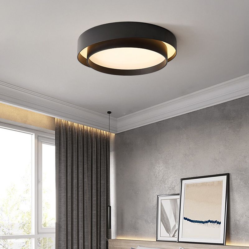 Circular LED Flush Mount in Modern Minimalist Style Wrought Iron Ceiling Fixture with Acrylic Shade
