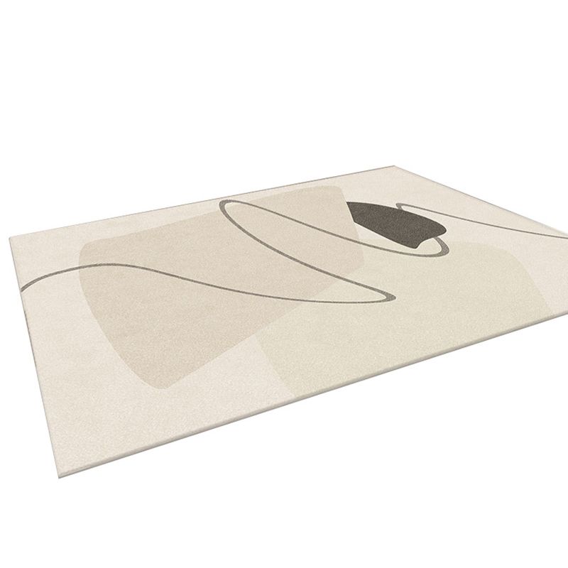 Beige Casual Rug Polyester Line Rug Tear Resistant Rug for Drawing Room