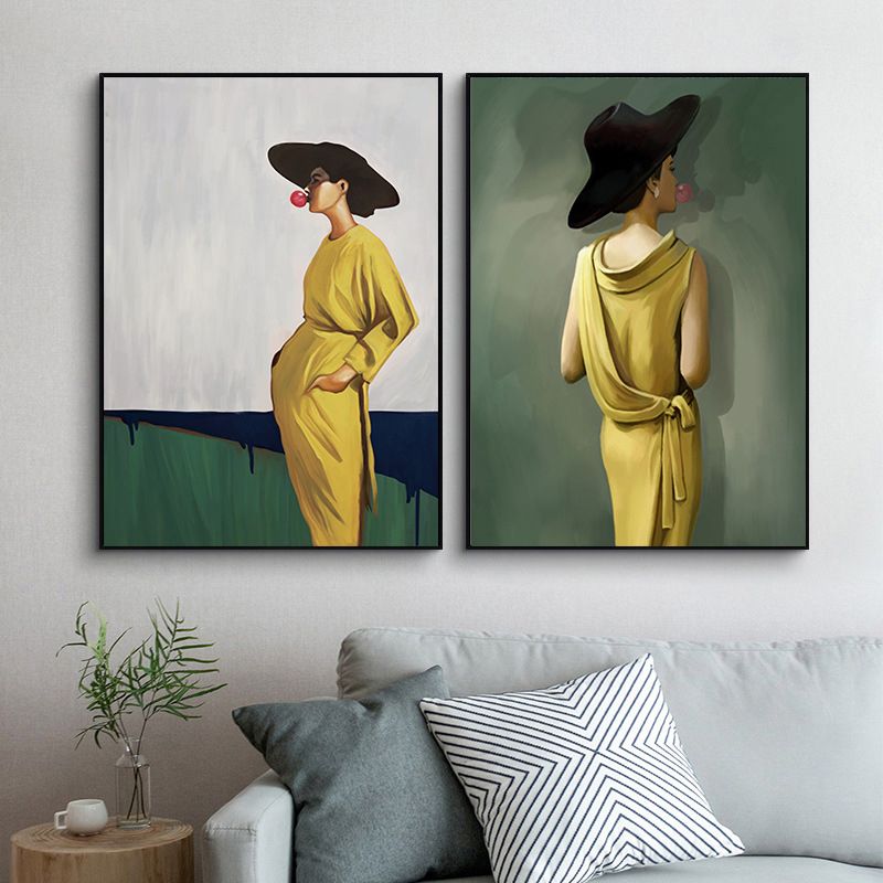 Traditional Style Graceful Women Canvas Bathroom Art in Soft Color, Multiple Sizes