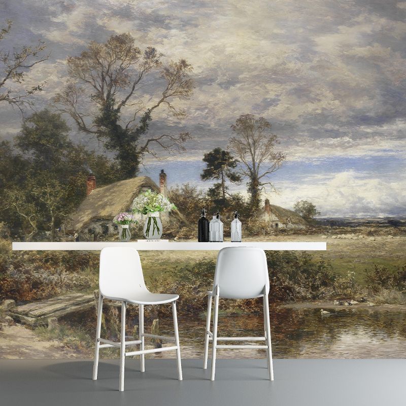 Landscapes Illustration Pattern Mildew Wall Mural Horizontalt for Living Room