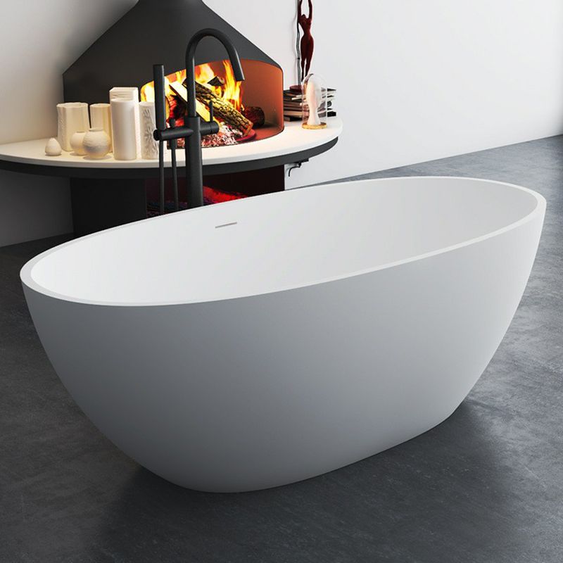 Oval Stone Soaking Bathtub Antique Finish Freestanding Bath Tub