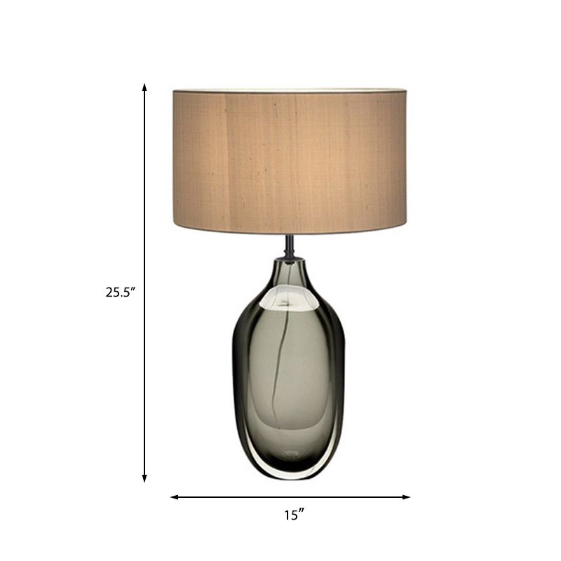 Lampada da lavoro in cristallo con paralume dritto, tessuto modernista, 1 lampadina, luce da lettura in kaki